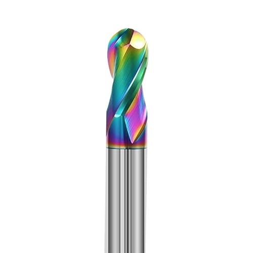 HRC55 Hartmetall-Schaftfräser mit Kugelkopf, 2-schneidiger Nano-Aluminium-Fräser, R0.5-R10 CNC-Fräser for Aluminium und Holz/Acryl(R6x12x75) von IUBPWMS
