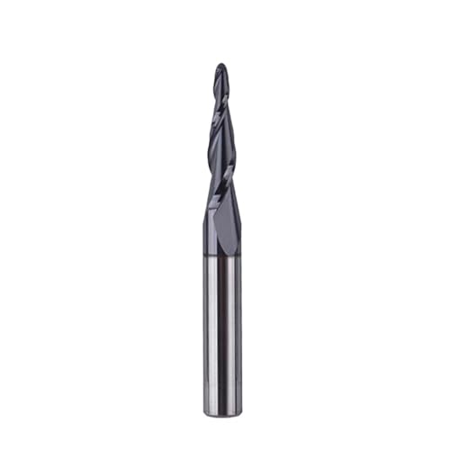Konischer Kugelkopf-Schaftfräser, 6-mm-Schaft, Vollhartmetall, 2-schneidiger Spiralfräser R0.25-R2, Metallgravurwerkzeuge for die Holzbearbeitung(R1.0-20-D6) von IUBPWMS