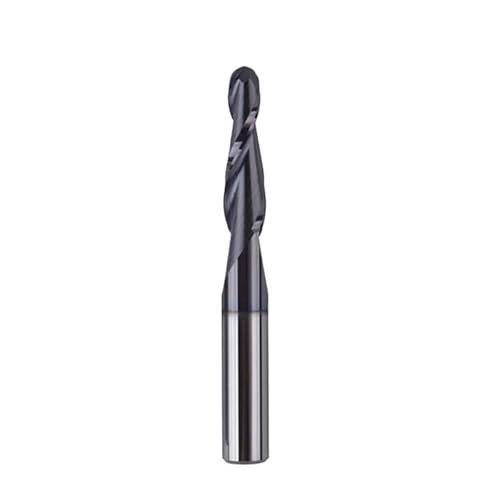 Konischer Kugelkopf-Schaftfräser, 6-mm-Schaft, Vollhartmetall, 2-schneidiger Spiralfräser R0.25-R2, Metallgravurwerkzeuge for die Holzbearbeitung(R2.0-20-D6) von IUBPWMS
