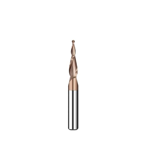 Konischer Kugelkopf-Schaftfräser, R0.25-R1 Spiral-CNC-Fräser, 3.175-6MM Schaft, Vollhartmetall-Gravur, 2 Nuten, Titanbeschichtung, Fräser(R0.75x20.5Cx4Dx50L) von IUBPWMS