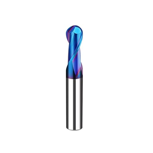 Wolframkarbid-Kugelkopffräser HRC65 Nano Blue Coat 2-Flöten-Fräser R0.5-R10 Spiralfräswerkzeug for Edelstahl, Holz und Acryl(1pc HRC65,R1.5xD3x50L) von IUBPWMS