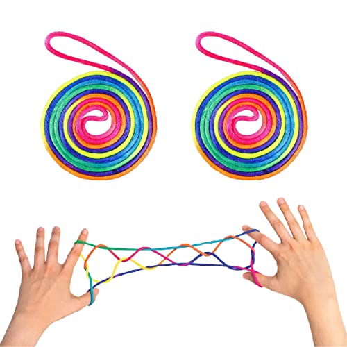 IUDWCG 2 Pcs Regenbogenseil,Schnurspiele Fingerspiele,Finger Twister Spiele,flexible Schnurspiele für Kinder,Fingerspiele für Jungen und Mädchen ab 5 Jahren,Länge 1,6m,perfekt als kleines Geschenk von IUDWCG