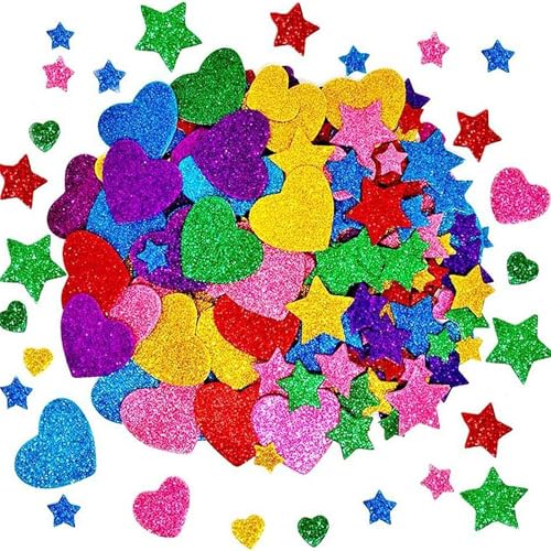 300 Stück Bunte Sterne Herz ,Moosgummi,Glitzer Basteln,Sticker,Aufkleber Kinder,Mädchen,Glitzernde Schaumstoff,Stickers for Kids,Schaumstoffaufkleber,Selbstklebende DIY filz für Party Dekoration 300 Stück Bunte Sterne Herz ,Moosgummi,Glitzer Basteln,Sticker,Aufkleber Kinder,Mädchen,Glitzernde Schaumstoff,Stickers for Kids,Schaumstoffaufkleber,Selbstklebende DIY filz für Party Dekoration von IUHRIE