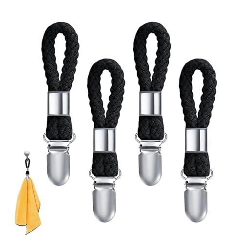 4 StüCk Handtuchklammern,Handtuchclips,HandtuchaufhäNger,HandtüCher,zum AufhäNgen,Ohne NäHen,Handtuch Geschirrtuch Klemmen,Klammerhaken,Halteclip,mit Schlaufen Schwarz Klammer für KüCher, Bad, Balkon 4 StüCk Handtuchklammern,Handtuchclips,HandtuchaufhäNger,HandtüCher,zum AufhäNgen,Ohne NäHen,Handtuch Geschirrtuch Klemmen,Klammerhaken,Halteclip,mit Schlaufen Schwarz Klammer für KüCher, Bad, Balkon von IUHRIE