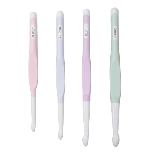 4 Stück Häkelnadel Set,Häkelzubehör,Crochet Hook,Häckelnadel,Ergonomisch,mit Gummigriff zum Stricken von Pullovern und Schals Profis,Ergonomisches Häkelnadelset,aus Kunststoff Komfortgriff Häkelnadeln von IUHRIE