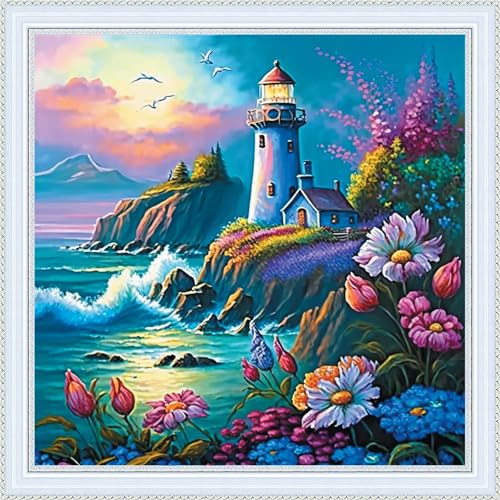 IUHUI 11ct Kreuzstich Set Vorgedruckt für Anfänger Erwachsene, Leuchtturm am Meer DIY Kreuzstich Stickpackungen Stickerei Stoff Vorlagen IUHUI 11ct Kreuzstich Set Vorgedruckt für Anfänger Erwachsene, Leuchtturm am Meer DIY Kreuzstich Stickpackungen Stickerei Stoff Vorlagen von IUHUI