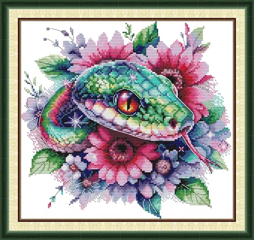 IUHUI 14ct Kreuzstich Set Vorgedruckt für Anfänger Erwachsene, Blume Schlange DIY Kreuzstich Stickpackungen Stickerei Stoff Vorlagen IUHUI 14ct Kreuzstich Set Vorgedruckt für Anfänger Erwachsene, Blume Schlange DIY Kreuzstich Stickpackungen Stickerei Stoff Vorlagen von IUHUI