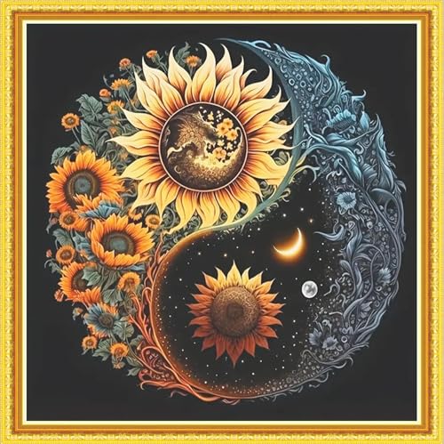 IUHUI Kreuzstich-Set mit 14-fädigem Zählmuster, für Anfänger und Erwachsene, herrliche Natur, vorgedruckt, DIY, 14-karätiges Stickerei-Starter-Set, einfache Muster (Tai Chi) von IUHUI