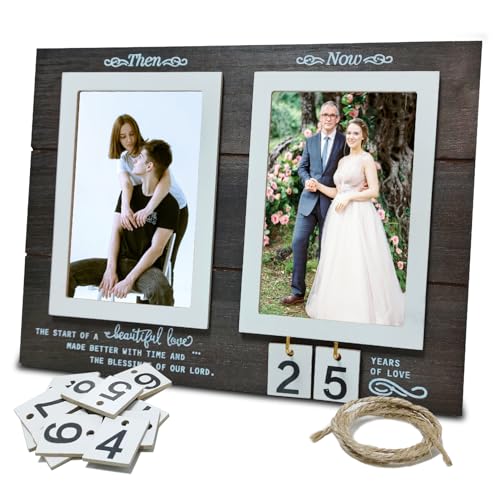 IULONEE Jahrestag Bilderrahmen Desktop Fotorahmen aus Holz Wandtisch Bilderrahmen für Verlobung Brauthochzeit Fasst 10.16x15.24cm (4x6inch) Fotos Fotorahmen (Schwarz) von IULONEE