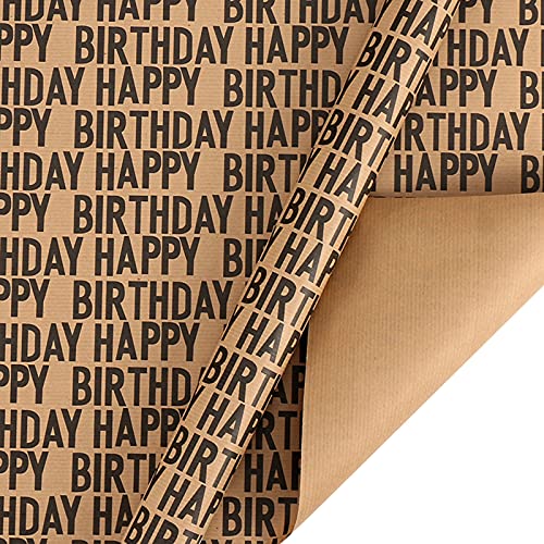 Geburtstags-Kraftpapier, Retro-Papier, glückliche Papierbox, Geschenkverpackung, Geschenkpapier, Geschenkpapier, Heimwerker Klemme Für Geschenkpapierrollen (Black, One Size) von IUNSER