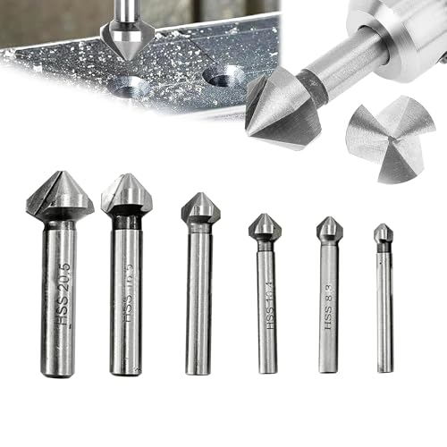 IUSOT 6 Stück Kegelsenker Set, HSS Senker Metall, 90° Senkkopfbohrer Entgrater Set für Präzises Bohren, Kegelsenker Holz, Versenker, Holzsenker, für Kohlenstoffstahl, Holzplatten und Kunststoffe IUSOT 6 Stück Kegelsenker Set, HSS Senker Metall, 90° Senkkopfbohrer Entgrater Set für Präzises Bohren, Kegelsenker Holz, Versenker, Holzsenker, für Kohlenstoffstahl, Holzplatten und Kunststoffe von IUSOT