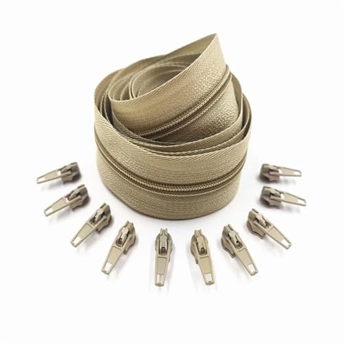 IUVYTA 1/2/3/5/10 Meter Lange Nylon-Reißverschlussrollen for maßgeschneiderte Nähzubehöre für Nähen(Khaki,5 Meter) von IUVYTA