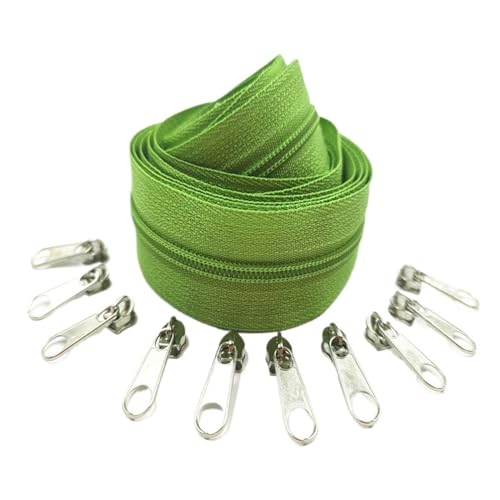 IUVYTA 1/2/3/5/10 Meter Lange Nylon-Reißverschlussrollen mit Reißverschlussschieber for maßgeschneiderte Nähzubehöre für Nähen(Green1,10 Meter 20 Slider) von IUVYTA