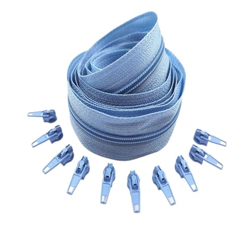 IUVYTA 1/2/3/5/10 Meter Lange Nylon-Reißverschlussrollen mit Reißverschlussschieber for maßgeschneiderte Nähzubehöre für Nähen(Light Blue,10 Meter 20 Slider) von IUVYTA