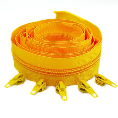 IUVYTA 1/2/3/5/10 Meter Lange Nylon-Reißverschlussrollen mit automatisch verriegelndem Reißverschlussschieber for Schneidernähen für Nähen(Golden,10 Meter 20 Slider) von IUVYTA