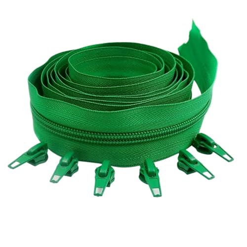 IUVYTA 1/2/3/5/10 Meter Lange Nylon-Reißverschlussrollen mit automatisch verriegelndem Reißverschlussschieber for Schneidernähen für Nähen(Grass Green,10 Meter 20 Slider) von IUVYTA