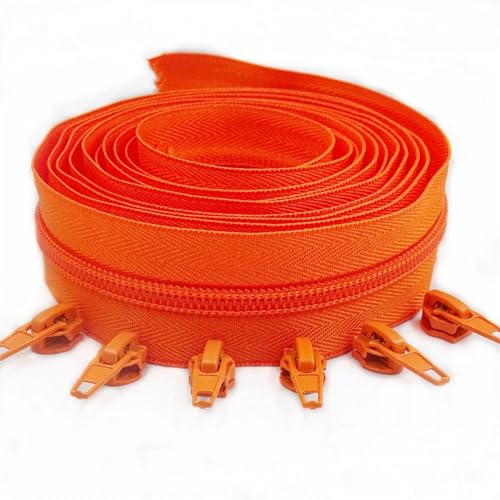 IUVYTA 1/2/3/5/10 Meter Lange Nylon-Reißverschlussrollen mit automatisch verriegelndem Reißverschlussschieber for Schneidernähen für Nähen(Orange,10 Meter 20 Slider) von IUVYTA