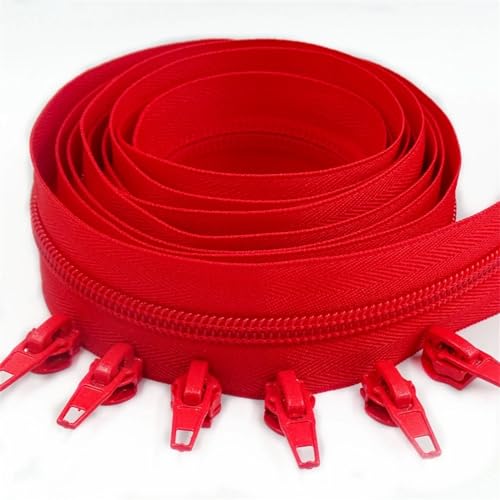 IUVYTA 1/2/3/5/10 Meter Lange Nylon-Reißverschlussrollen mit automatisch verriegelndem Reißverschlussschieber for Schneidernähen für Nähen(Red,10 Meter 20 Slider) von IUVYTA