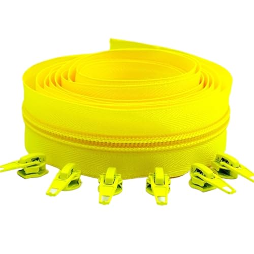 IUVYTA 1/2/3/5/10 Meter Lange Nylon-Reißverschlussrollen mit automatisch verriegelndem Reißverschlussschieber for Schneidernähen für Nähen(Yellow,10 Meter 20 Slider) von IUVYTA