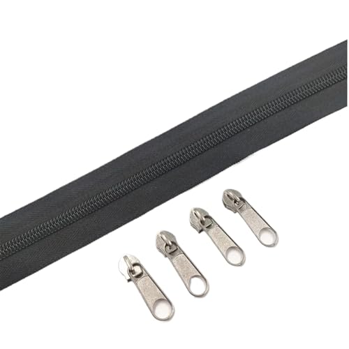 IUVYTA 1/2/3/5/8/10 Meter Lange Nylon-Reißverschlussrollen mit Reißverschlussschieber for maßgeschneiderte Nähzubehöre für Nähen(Black,10 Meter) von IUVYTA