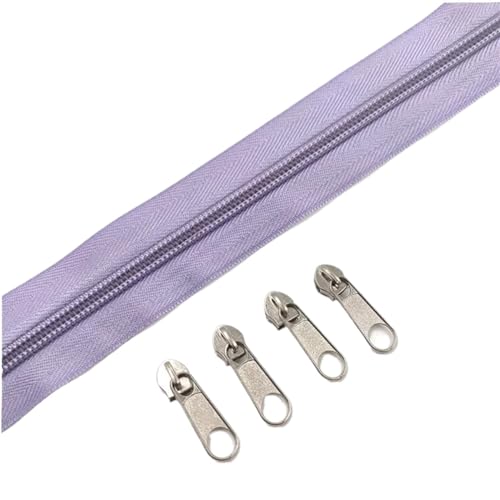 IUVYTA 1/2/3/5/8/10 Meter Lange Nylon-Reißverschlussrollen mit Reißverschlussschieber for maßgeschneiderte Nähzubehöre für Nähen(Light Purple,10 Meter) von IUVYTA
