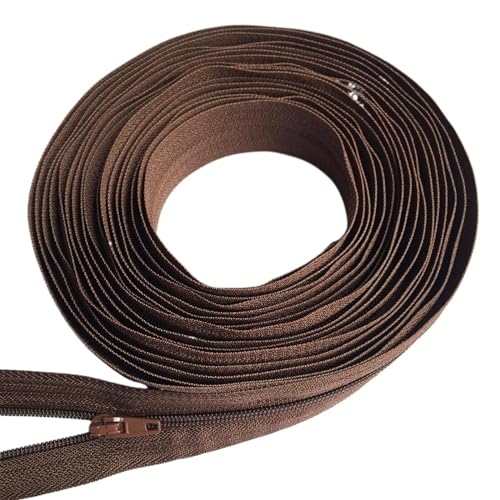 IUVYTA 1/2/3/5/8/10 Meter Lange Nylon-Reißverschlussrollen mit automatisch verriegelndem Reißverschlussschieber for maßgeschneiderte Nähzubehör für Nähen(Brown,15 Meter) von IUVYTA