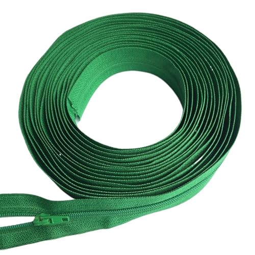 IUVYTA 1/2/3/5/8/10 Meter Lange Nylon-Reißverschlussrollen mit automatisch verriegelndem Reißverschlussschieber for maßgeschneiderte Nähzubehör für Nähen(Grass Green,15 Meter) von IUVYTA