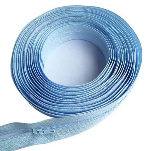 IUVYTA 1/2/3/5/8/10 Meter Lange Nylon-Reißverschlussrollen mit automatisch verriegelndem Reißverschlussschieber for maßgeschneiderte Nähzubehör für Nähen(Light Blue,15 Meter) von IUVYTA