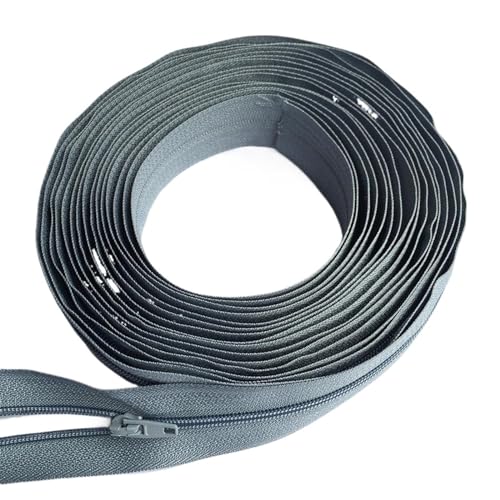 IUVYTA 1/2/3/5/8/10 Meter Lange Nylon-Reißverschlussrollen mit automatisch verriegelndem Reißverschlussschieber for maßgeschneiderte Nähzubehör für Nähen(Light Grey,10 Meter) von IUVYTA