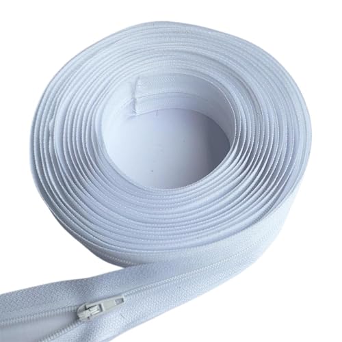 IUVYTA 1/2/3/5/8/10 Meter Lange Nylon-Reißverschlussrollen mit automatisch verriegelndem Reißverschlussschieber for maßgeschneiderte Nähzubehör für Nähen(White,15 Meter) von IUVYTA