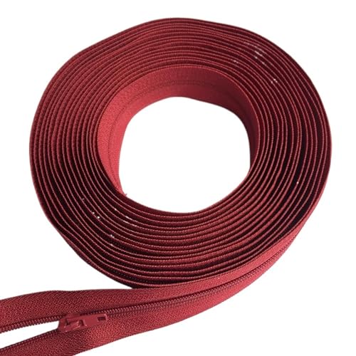 IUVYTA 1/2/3/5/8/10 Meter Lange Nylon-Reißverschlussrollen mit automatisch verriegelndem Reißverschlussschieber for maßgeschneiderte Nähzubehör für Nähen(Wine red,15 Meter) von IUVYTA