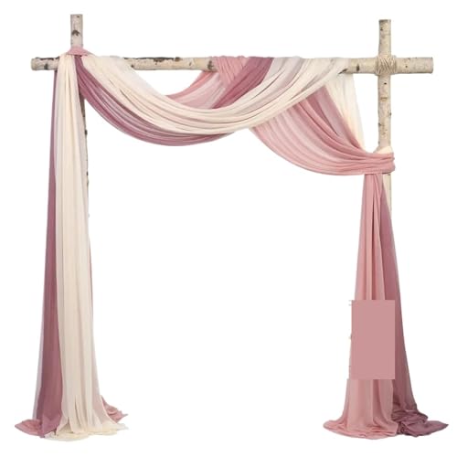 IUVYTA 10 Meter Hochzeitsbogen Drapieren Stoff Sheer Chiffon Tüll Vorhang Drapieren Hintergrund Party Supplies Home Drapery Zeremonie Dekoration für Hochzeiten(Light Brown,10 Meters) von IUVYTA