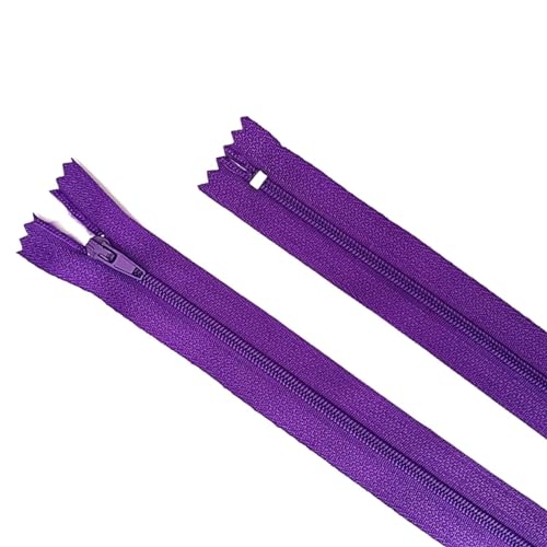 IUVYTA 10 Stück 10/15/18/20/25/30/35/40/50/55/60 cm (4 Zoll – 24 Zoll) Nylon-Spiralreißverschlüsse for Schneider, Näher, Handwerker (20 Farben) für Nähen(Deep Purple,22inch 55cm) von IUVYTA