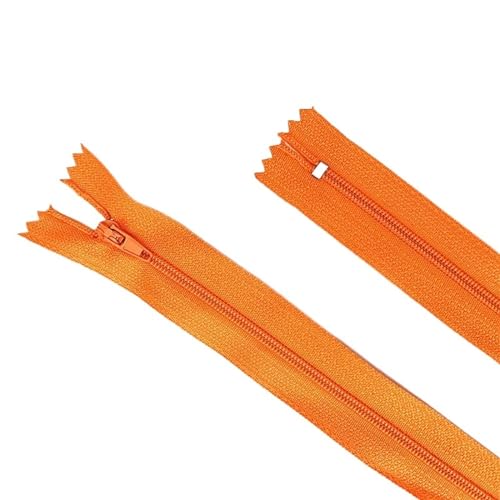 IUVYTA 10 Stück 10/15/18/20/25/30/35/40/50/55/60 cm (4 Zoll – 24 Zoll) Nylon-Spiralreißverschlüsse for Schneider, Näher, Handwerker (20 Farben) für Nähen(Orange,8inch 20cm) von IUVYTA