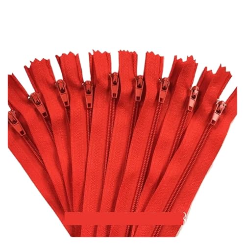 IUVYTA 10 Stück 3 Zoll - 24 Zoll (7,5 cm - 60 cm) Nylon-Spiralreißverschlüsse for Schneider, Nähen, Basteln, Nylon-Reißverschlüsse für Nähen(Red,15CM_10PCS) von IUVYTA