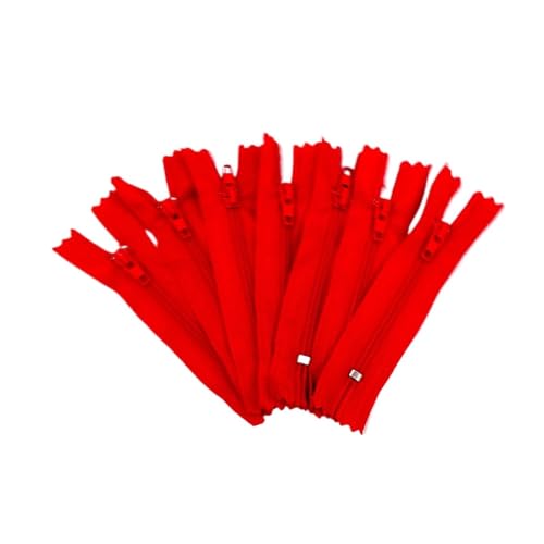 IUVYTA 10 Stück Nylon-Spulenreißverschlüsse for Schneider-Näharbeiten, Nylon-Reißverschlüsse für Nähen(Red,55cm) von IUVYTA