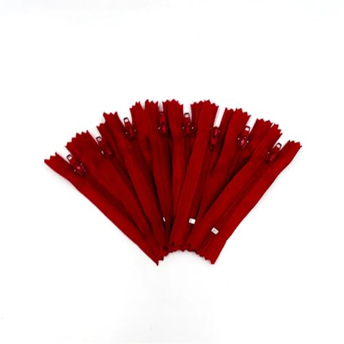 IUVYTA 10 Stück Nylon-Spulenreißverschlüsse for Schneider-Näharbeiten, Nylon-Reißverschlüsse für Nähen(Wine red,60cm) von IUVYTA