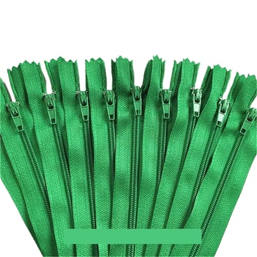 IUVYTA 100 Stück geschlossene Nylon-Spulenreißverschlüsse for Schneiderarbeiten (7,6–101,6 cm), 7,5–100 cm für Nähen(Grass Green,45cm) von IUVYTA