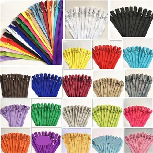 IUVYTA 100 Stück geschlossene Nylon-Spulenreißverschlüsse for Schneiderarbeiten (7,6–101,6 cm), 7,5–100 cm für Nähen(Khaki,60cm) von IUVYTA