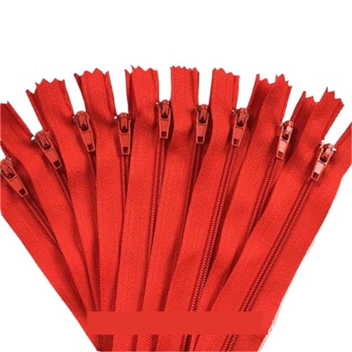 IUVYTA 100 Stück geschlossene Nylon-Spulenreißverschlüsse for Schneiderarbeiten (7,6–101,6 cm), 7,5–100 cm für Nähen(Red,90cm) von IUVYTA
