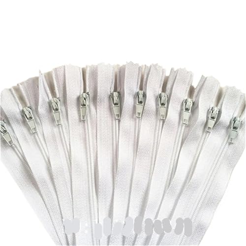 IUVYTA 100 Stück geschlossene Nylon-Spulenreißverschlüsse for Schneiderarbeiten (7,6–101,6 cm), 7,5–100 cm für Nähen(White,80cm) von IUVYTA