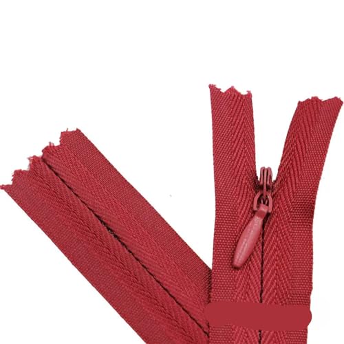 IUVYTA 10PCS Nylon Unsichtbare Reißverschlüsse Spule Zipper Schneider for Handwerk Nähen Tuch Zubehör für Nähen(Wine red,Total Length is 40cm) von IUVYTA
