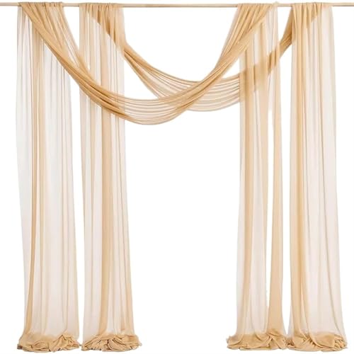 IUVYTA 2er-Pack Hochzeitsbogen-Drapierungsstoff, Chiffon, durchsichtige Vorhänge, Dekor for Hochzeit, Geburtstag, Party, Hintergrund, Vorhänge, Dekorationen für Hochzeiten(Beige,75X600cm 2pc) von IUVYTA