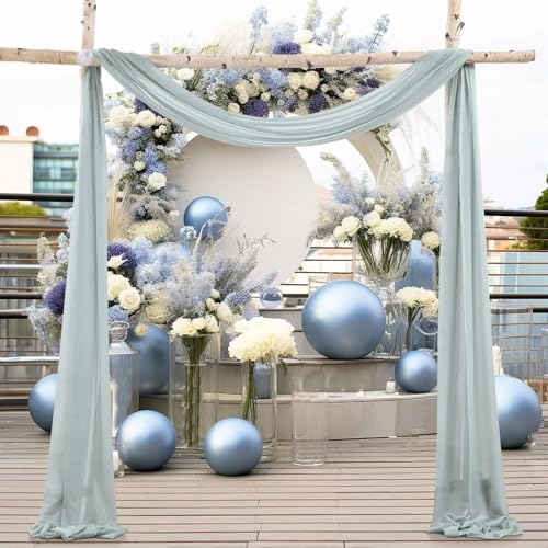 IUVYTA 3-10M Hochzeitsbogen Drapieren Stoff Sheer Chiffon Tüll Vorhang Drapieren Hintergrund Party Supplies Home Drapery Zeremonie Dekoration für Hochzeiten(Grey Blue,70X800cm) von IUVYTA