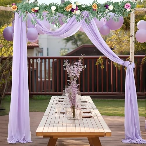 IUVYTA 3-10M Hochzeitsbogen Drapieren Stoff Sheer Chiffon Tüll Vorhang Drapieren Hintergrund Party Supplies Home Drapery Zeremonie Dekoration für Hochzeiten(Purple,70X600cm) von IUVYTA