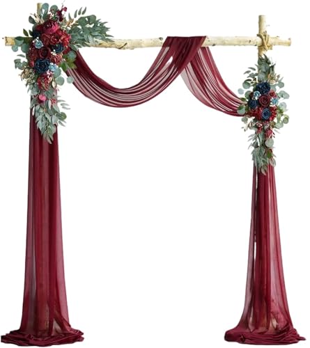 IUVYTA 3-10M Hochzeitsbogen Drapieren Stoff Sheer Chiffon Tüll Vorhang Drapieren Hintergrund Party Supplies Home Drapery Zeremonie Dekoration für Hochzeiten(Red,70X600cm) von IUVYTA