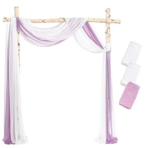 IUVYTA 3-teiliges Set Hochzeitsbogen Drapieren Stoff Sheer Chiffon Tüll Vorhang Drapieren Hintergrund Party Supplies Home Drapery Zeremonie Dekoration für Hochzeiten(A,8 metres) von IUVYTA