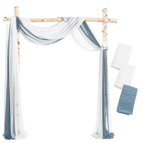 IUVYTA 3-teiliges Set Hochzeitsbogen Drapieren Stoff Sheer Chiffon Tüll Vorhang Drapieren Hintergrund Party Supplies Home Drapery Zeremonie Dekoration für Hochzeiten(C,8 metres) von IUVYTA