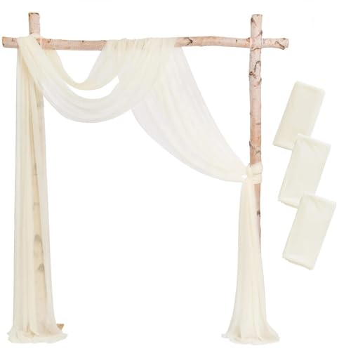 IUVYTA 3-teiliges Set Hochzeitsbogen Drapieren Stoff Sheer Chiffon Tüll Vorhang Drapieren Hintergrund Party Supplies Home Drapery Zeremonie Dekoration für Hochzeiten(Color1,6 metres) von IUVYTA