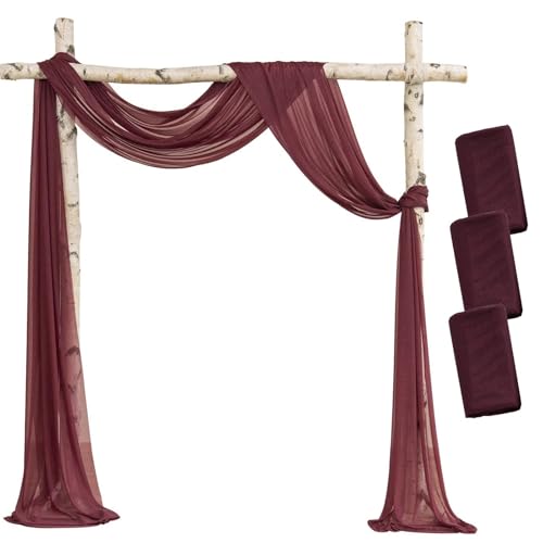 IUVYTA 3-teiliges Set Hochzeitsbogen Drapieren Stoff Sheer Chiffon Tüll Vorhang Drapieren Hintergrund Party Supplies Home Drapery Zeremonie Dekoration für Hochzeiten(Color3,8 metres) von IUVYTA
